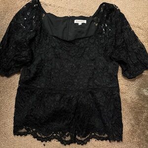 Nanette Lepore Black Sheer Lace Top